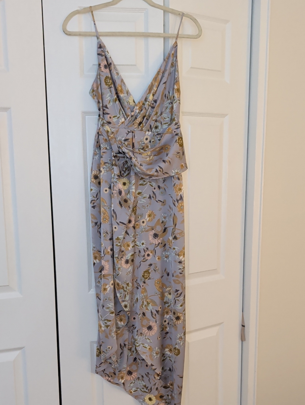 Floral Slip Midi Dress in Lavender with Wrap Detail